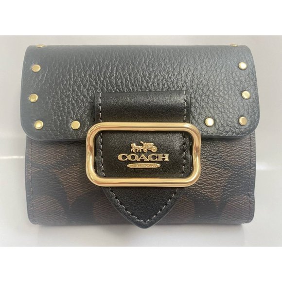 Coach NWT Small Morgan Wallet In Colorblock (Gold/Brown Black Multi) - Picture 2 of 2